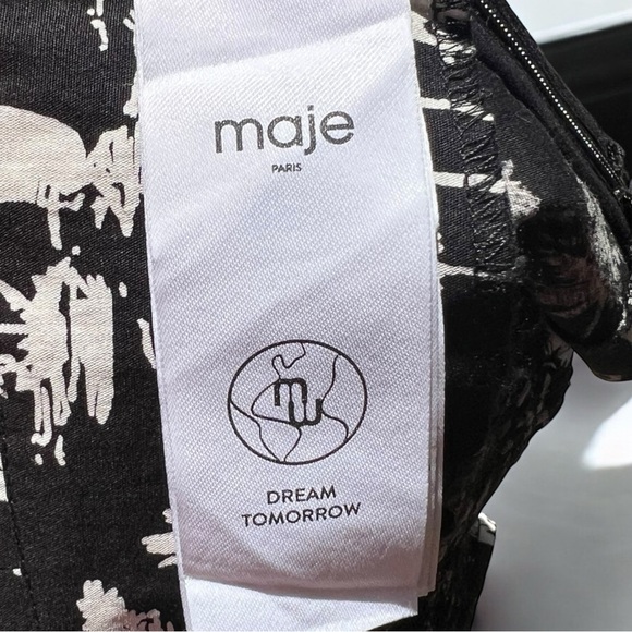 🌻NEW w/tags Maje B&W Palm Tree Print Crop Top FR Size 2 / US Medium $235 Retail - Picture 10 of 14